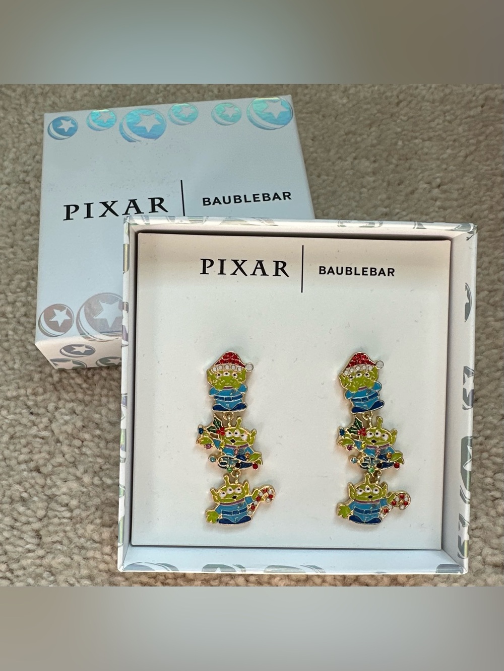 Disney Pixar x BaubleBar Toy Story Alien Christmas Stacked Dangle Earrings